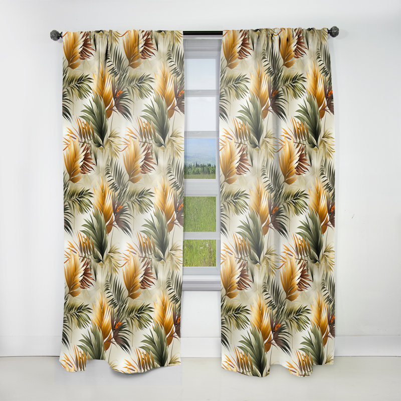 Motif tropical à motif géométrique tropical - rideau en velours tropical - obscurcissant - 1 panneau, L 52 po x L 120 po