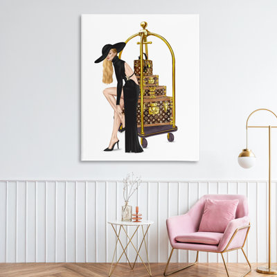 Fashionista with Hotel Luggage Canvas, design by Ziwei Li