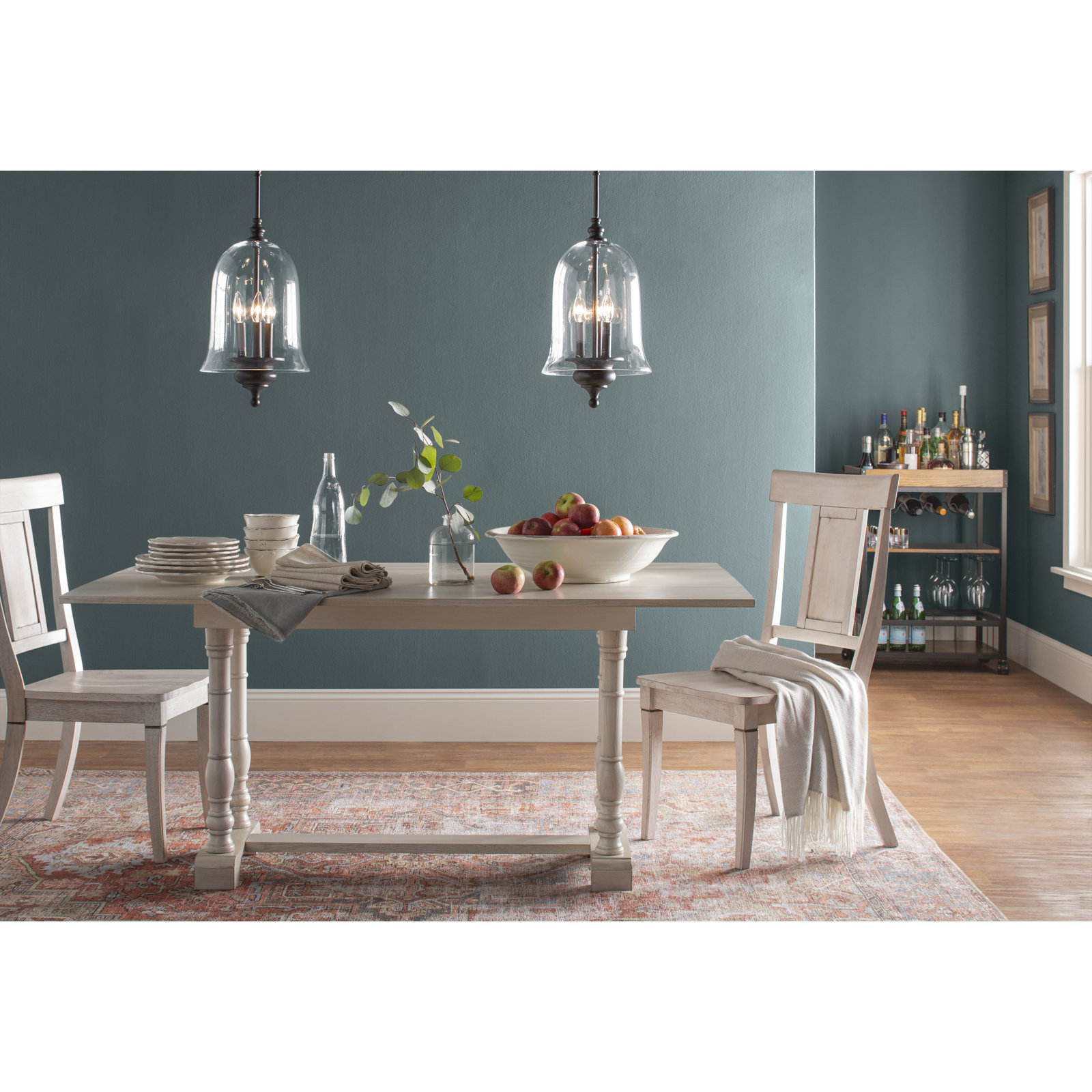 Laurel 3 Light Glass Steel Dimmable Pendant, Matte Black