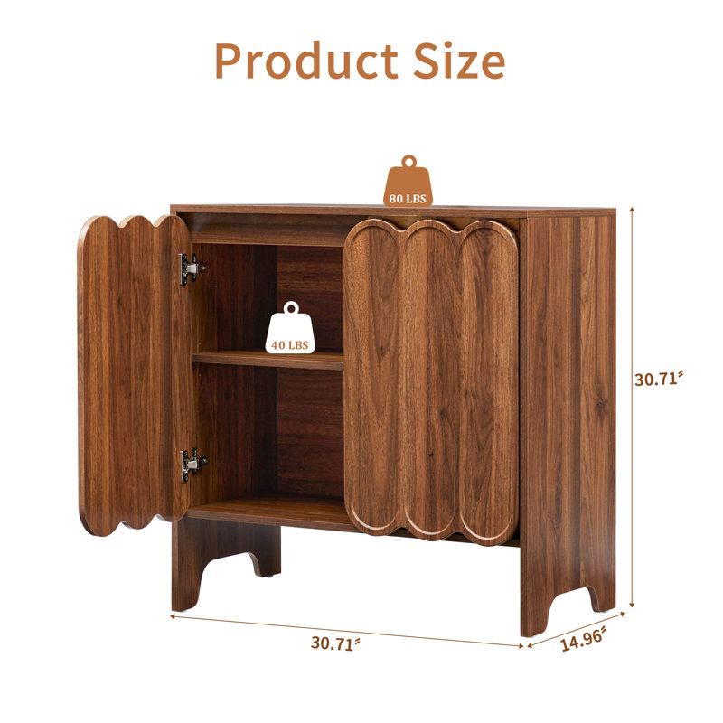 30.7" Wavy 2-Door Accent Cabinet