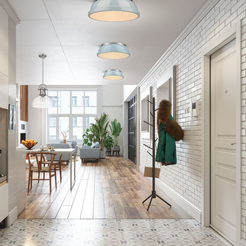 Calico Steel Flush Mount, Seafoam, Pewter