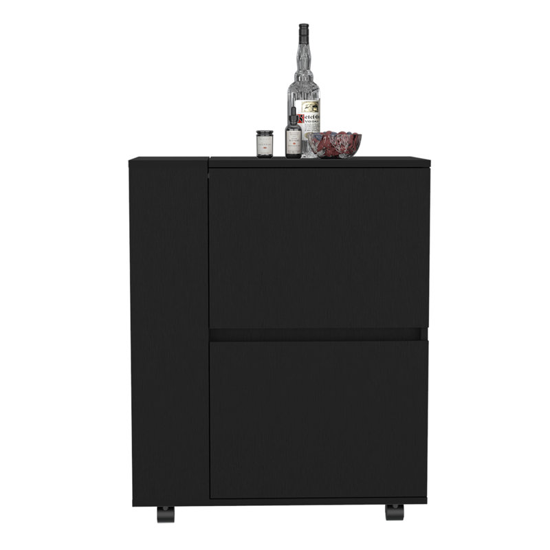 Chariot-bar DEPOT E-SHOP Tully avec deux portes coulissantes et deux tablettes ouvertes, noir