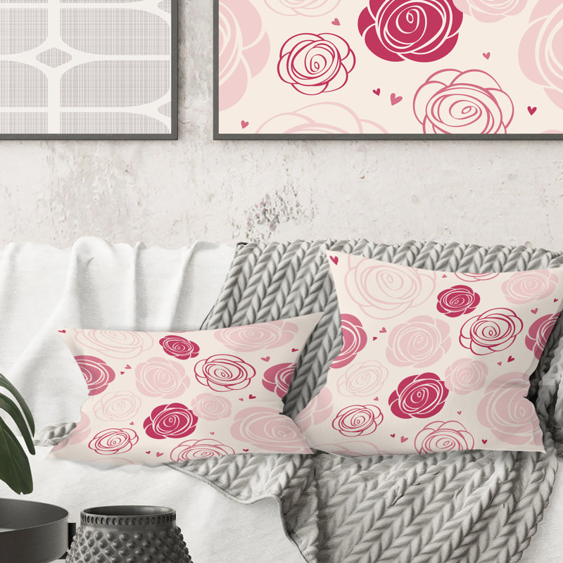 motif de roses - Coussin Mid-Century