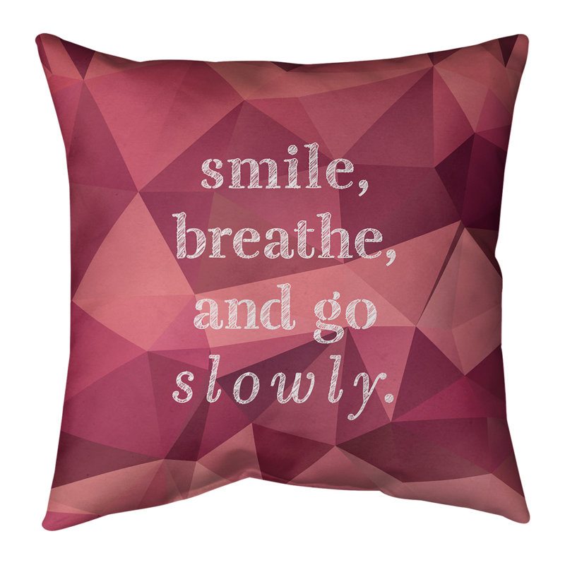 Housse de coussin Faux Gemstone Go Slowly, 14 po x 14 po, Tourmaline rose, Polyester/ Bourre en polyester