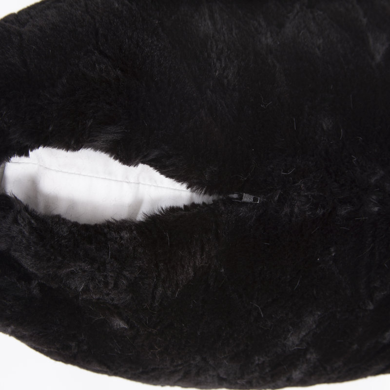 Solid Colour Faux Fur Throw Pillow, 20" H x 20" W, Ebony