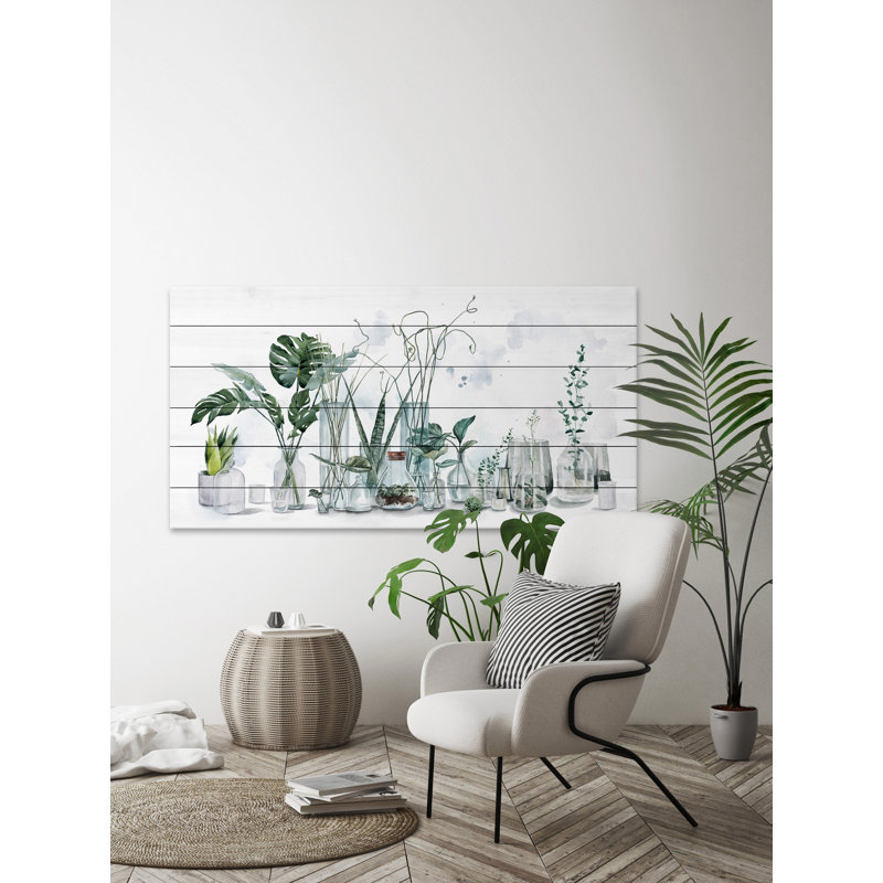 «Interior Houseplants», reproduction sur bois blanc, H 22,5 po x l 45 po x P 1,5 po