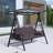 3-seat Large Porch Swing with Stand with Adjustable PVC Canopy and Cushions and Pillow Included-87500009