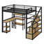 Lit mezzanine avec escalier, bureau intégré et tablettes