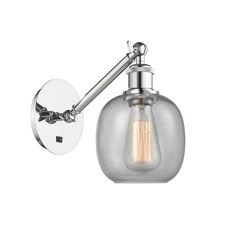 Shauna Armed Sconce, Polished Chrome, No Bulb Included, Smoke Clearly