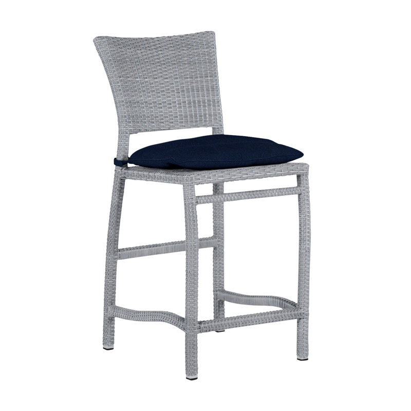 Tabouret de comptoir 24 po Skye - Huître, Huître, Welt, Velours indigo