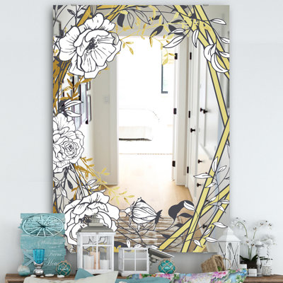 Botanical Blooming Traditional Frameless Vanity Mirror