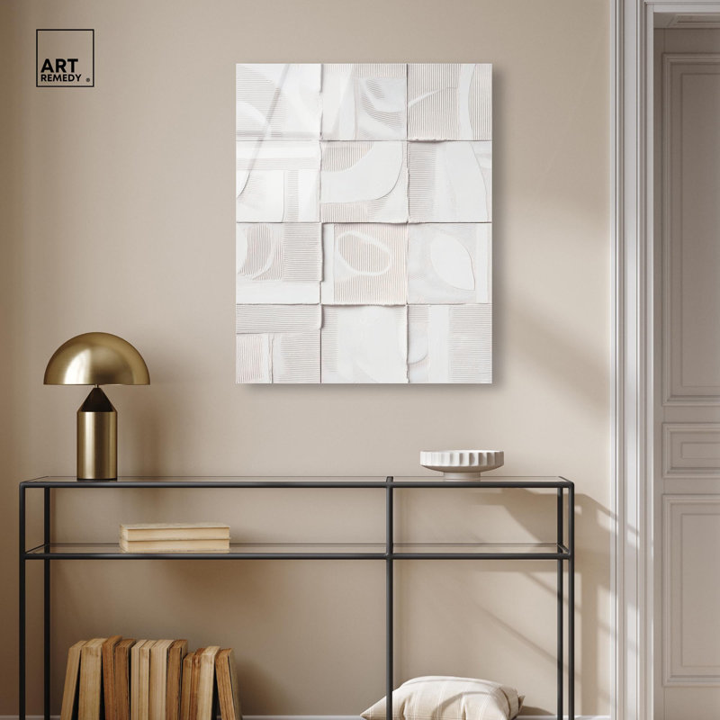 Décoration murale neutre en acrylique blanc à relief IV par Art Remedy, prête à être suspendue, 24 x 30, H 30 po x l 24 po