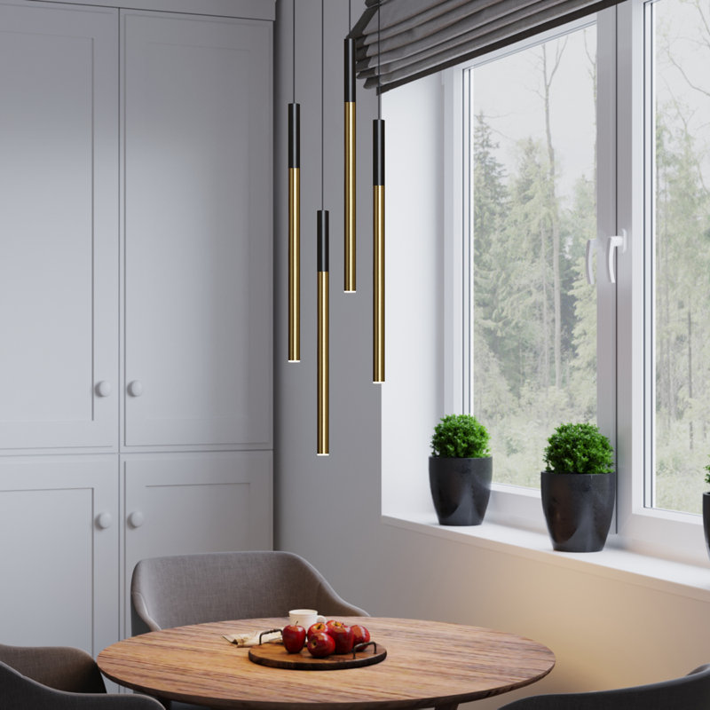 Baileyton 4 - Light Cluster Pendant, Black Top / Brushed Copper