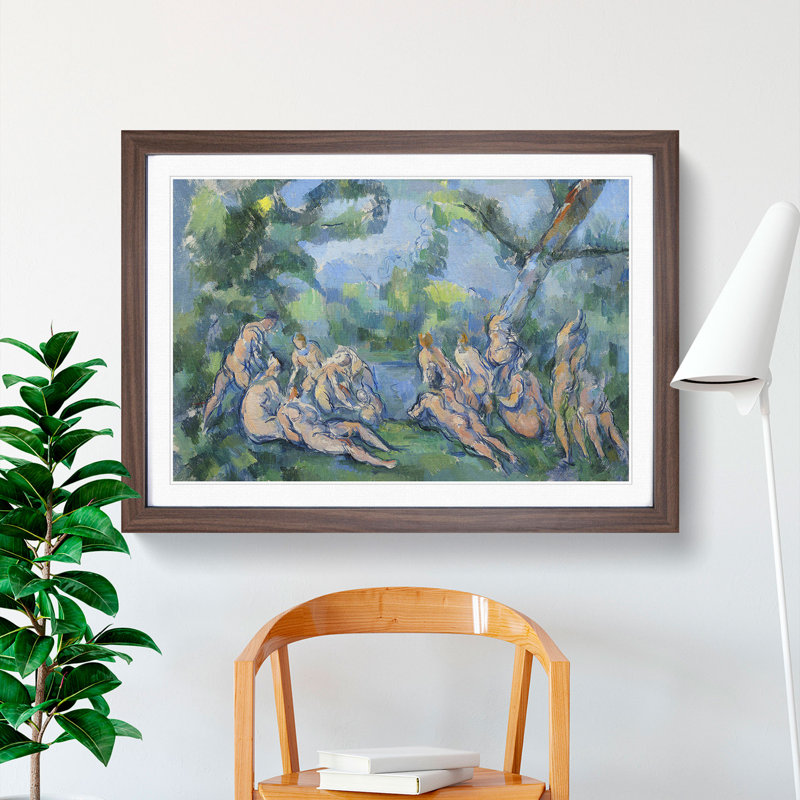 Bathers Vol.9 by Paul Cezanne - Picture Frame Painting, 36cm H x 48cm W x 2cm D, Walnut Framed