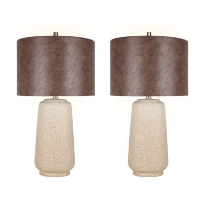 Rustic Harmony Ceramic Table Lamp - Natural Rock - Set of 2