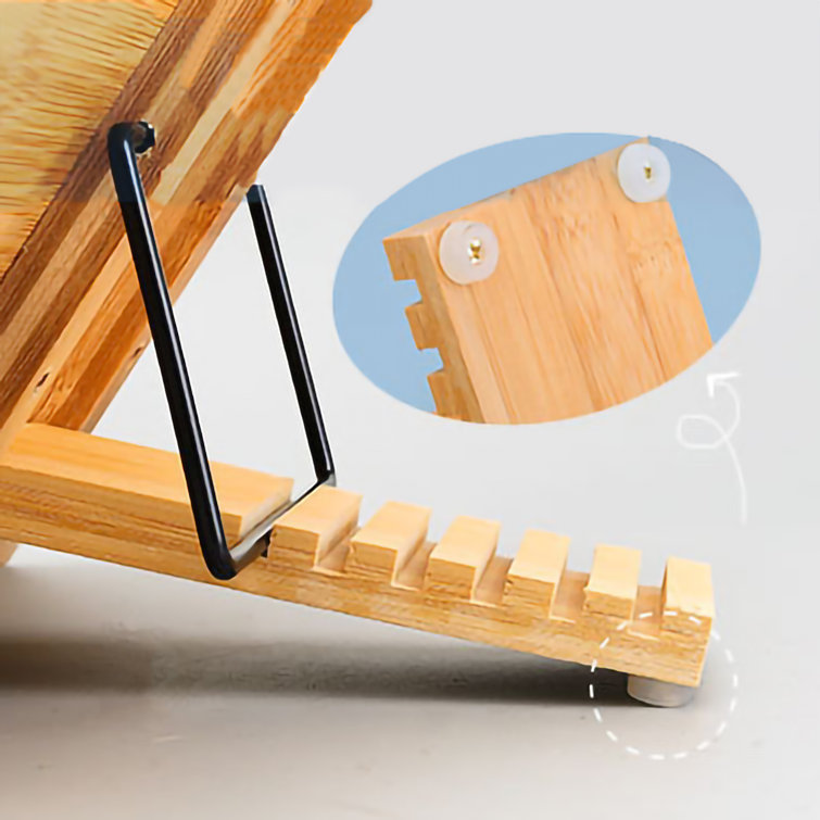 Bamboo Bookstand Tray Foldable Wood Book Holder, Adjustable Hight for  Cookbook , Tablet 