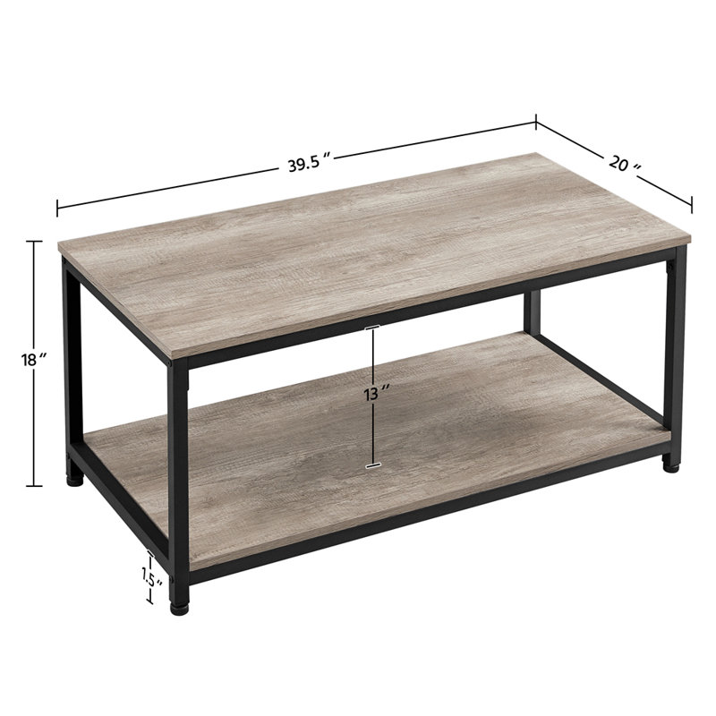 Table basse avec rangement Lemmon, Gris
