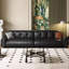 Canapé modulaire noir en cuir véritable-647955568