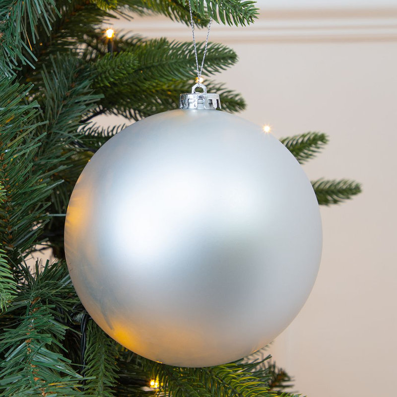 15cm Solid Colour Shatterproof Bauble, Silver