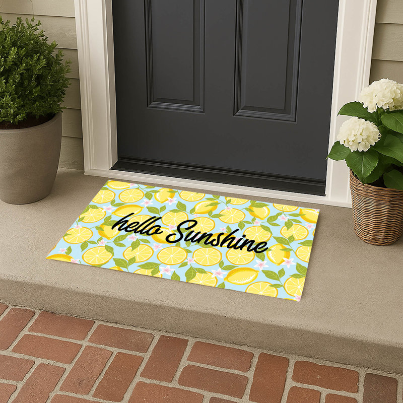 Lemons Hello Sunshine Outdoor Doormat, Blue, 21" W x 34" L