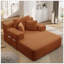 Chaise longue en velours côtelé luxueux avec 3 coussins, canapé-lit convertible avec poche de rangement, conception sans cadre, mousse à compression pour les petits espaces, salon, appartement