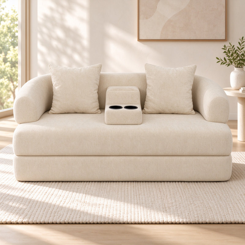 Upholstered 70.07 " Chenille Sofa, Apricol