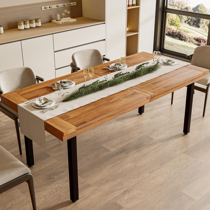 Table de salle à manger pour 6 à 8 personnes, table de salle à manger rectangulaire 70 po, Bois naturel