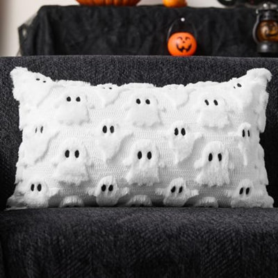Halloween Pillow Covers 12X20 Inch Ghost Decor Cream White Halloween Lumbar Pillow Covers Decorative For Halloween Home Decor For Sofa