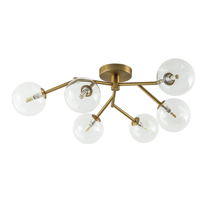 Plafonnier semi-encastré 6 lumières Spoutnik, Doré