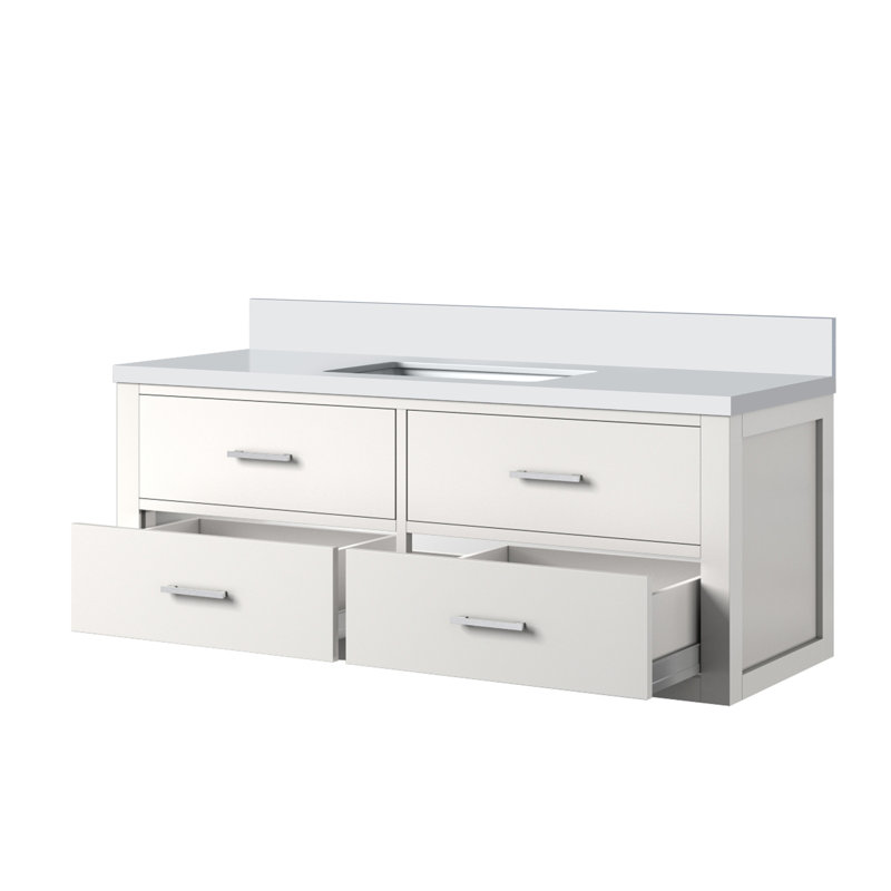48 po X P 22 po D Meuble-lavabo simple avec plateau en marbre de culture, Blanc