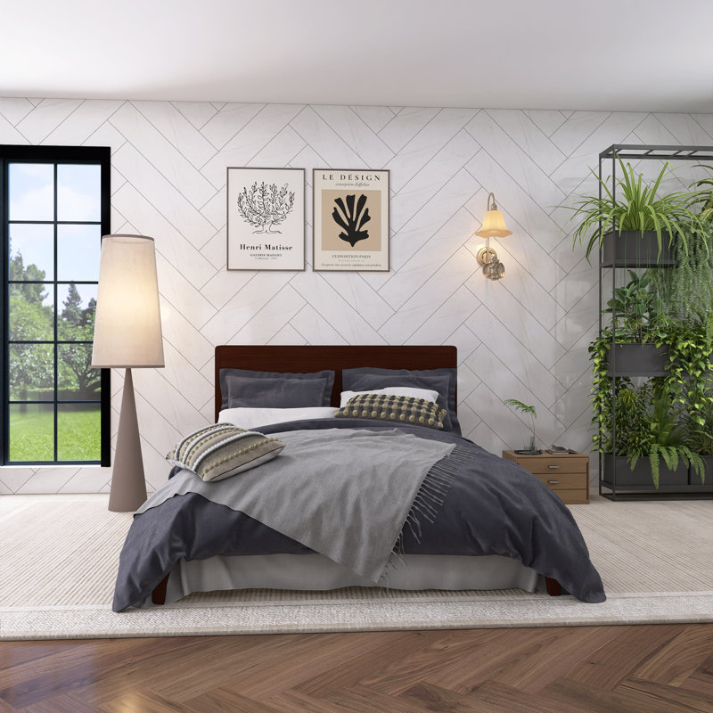 Grand lit plateforme en bois de bambou chocolat, Brun, Grand lit