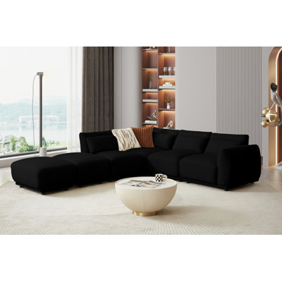 Canapé modulaire rembourré en laine 6 pièces rembourré en tissu Boucle