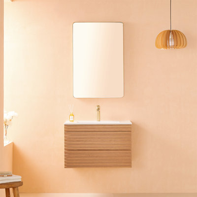 Meuble-lavabo mural simple et flottant 30 po avec lavabo en céramique