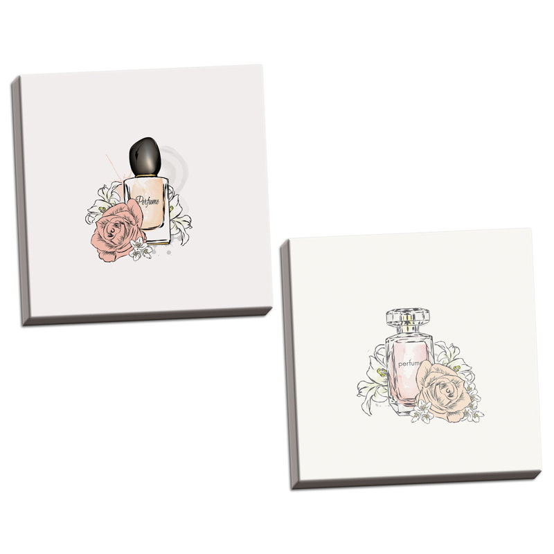 «Perfume I and VII», ensemble de 2 reproductions d'aquarelles, H 12 po x l 12 po x P 0,75 po, Toile tendue