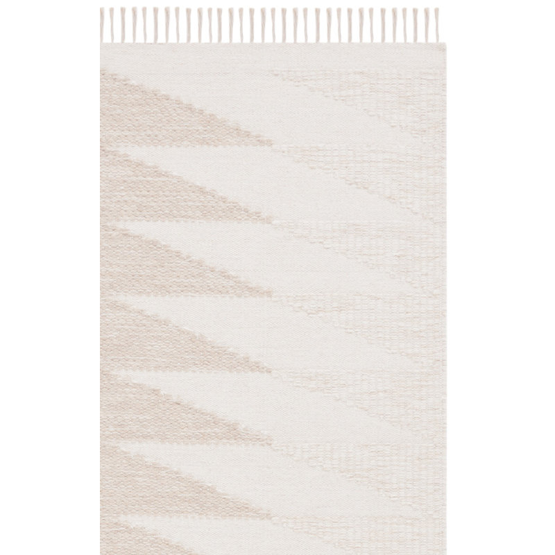 Srinath Kilim Flat Weave Wool/Cotton Geometric Rug in Ivory/Taupe, Rectangle 3' x 5'