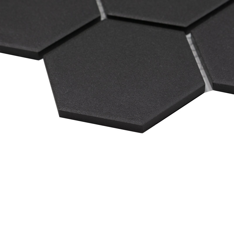 Sage 3" x 3" Hexagon Porcelain Matte Mosaic Tile, Black