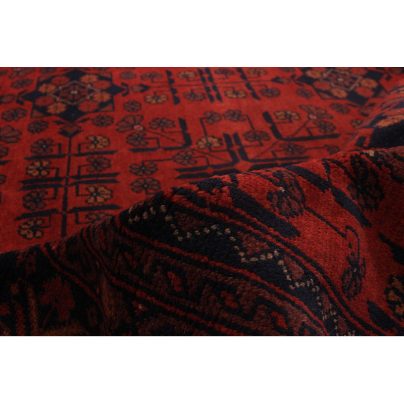 Tapis unique en laine noué à la main style Ousana des années 2010 de 4 pi 11 po x 6 pi 6 po rouge / noir / brun Oksana