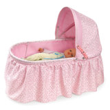 Folding Doll Cradle with Rosebud Fabric