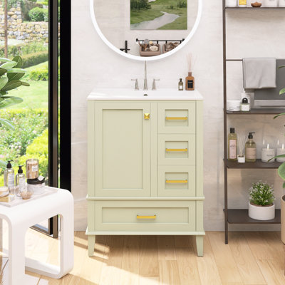 Freestanding Bathroom Vanity with Soft-Close Door, Deep Drawer, Shallow Drawer & Wide Drawer for Space-Saving Storage