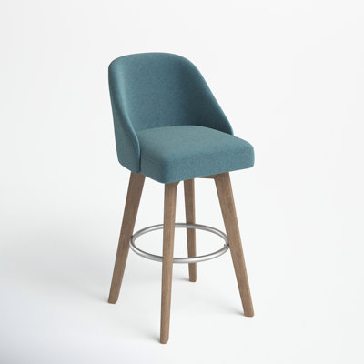 Pearce Blue Upholstered 360-Degree Swivel Counter Stool
