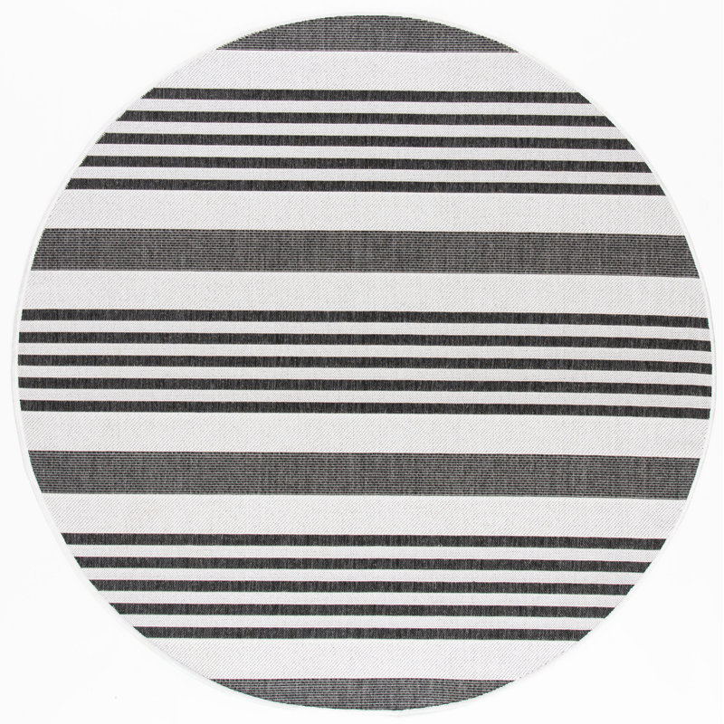 Marquart Performance Striped Indoor/Outdoor Area Rug, Round 8'