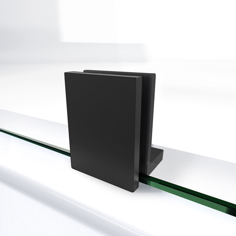 Prism Lux 42" x 74.75" Neo-Angle Hinged Shower Enclosure with Base Included, Matte Black/White
