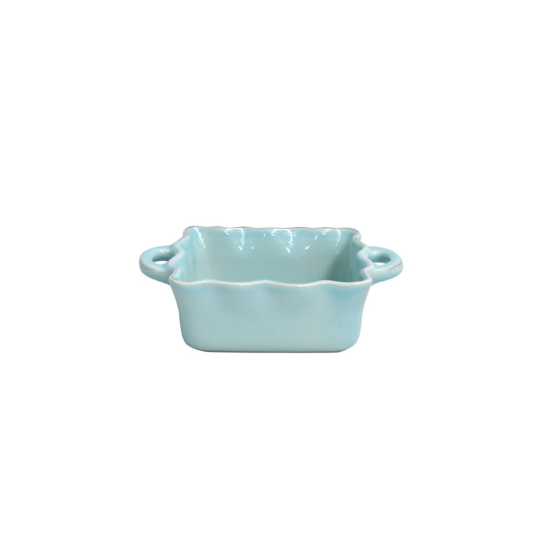 Robin's Egg Blue Square Ceramic Ruffled Baker