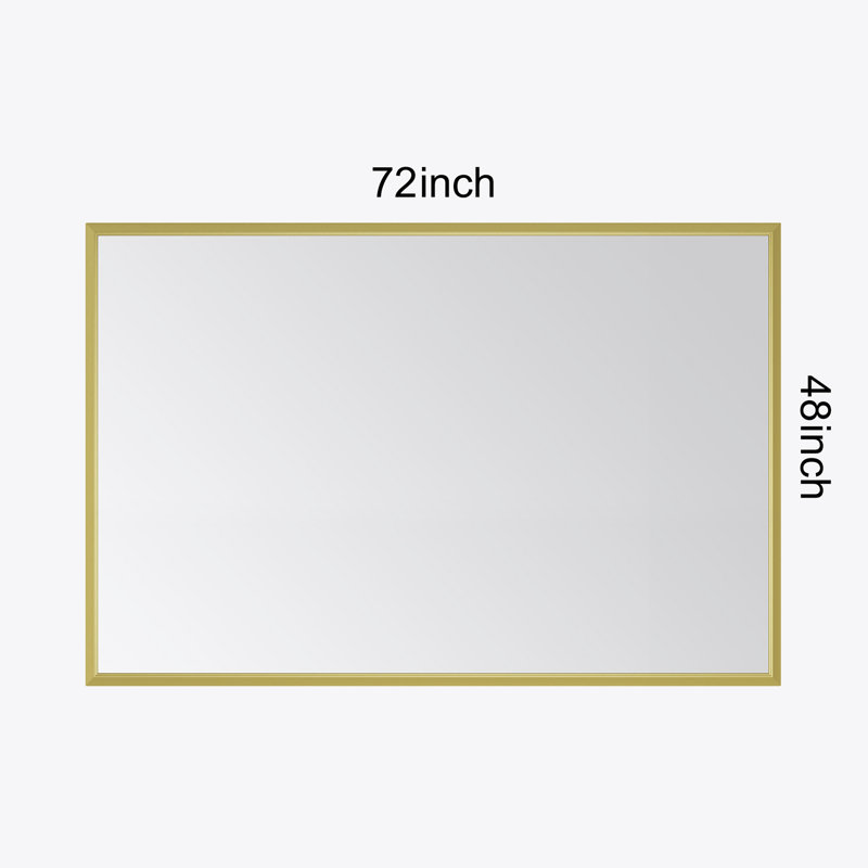 Miroir de salle de bain 72 po x 48 po avec cadre en aluminium, miroir mural rectangulaire, 48 po x 72 po, Gold 