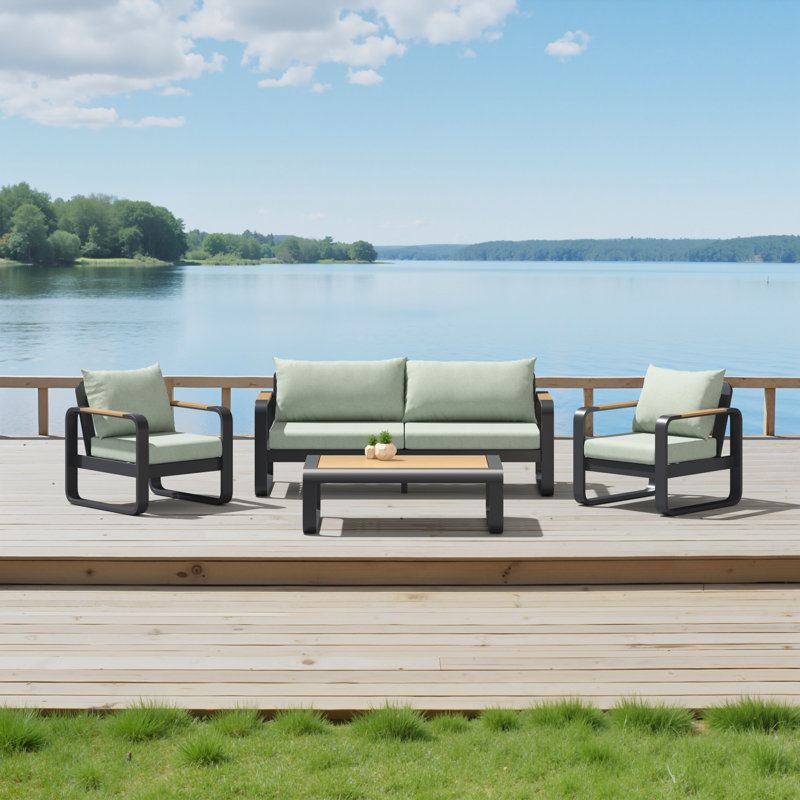 Andes 4-Piece Sunbrella® Outdoor Patio Seating Set - Canvas Oasis, Canvas Oasis