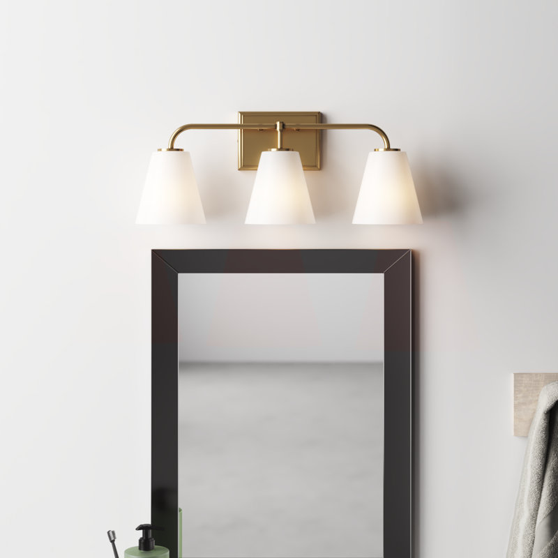 Misty 3 Light Frosted Dimmable Vanity Light, Gold