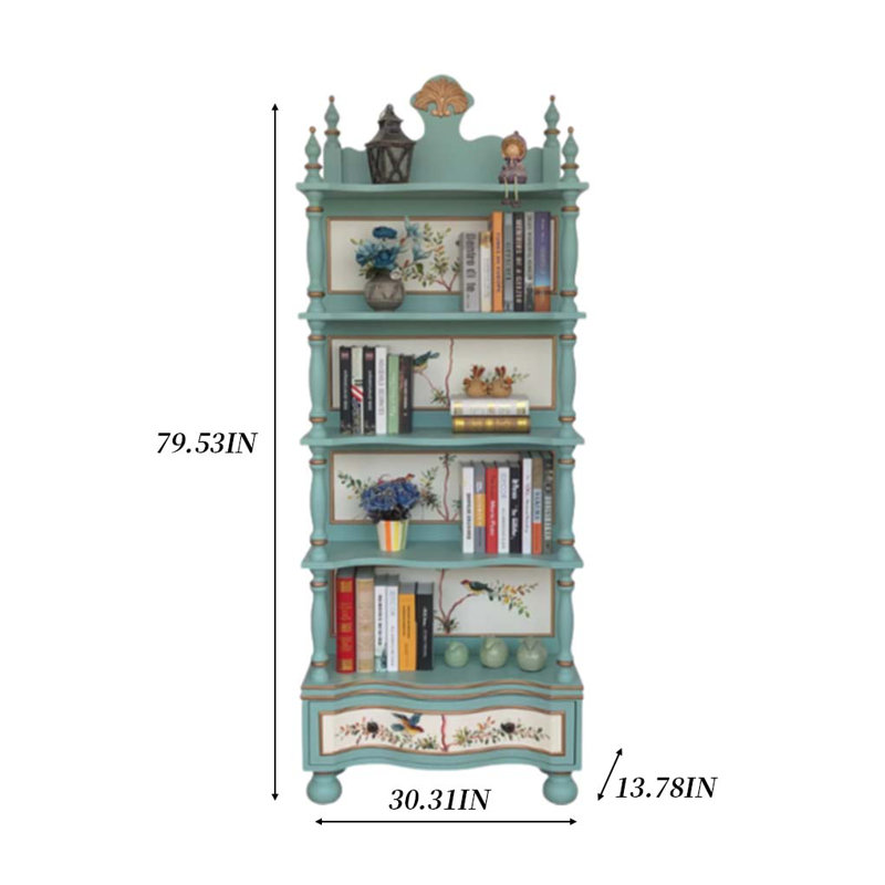 Bibliothèque en bois massif peint
