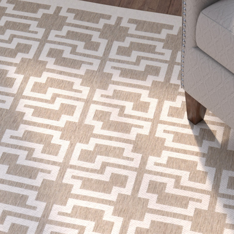 Arneshia Geometric Mocha/Beige Indoor / Outdoor Area Indoor/Outdoor Area Rug, Rectangle 4' x 5'7"