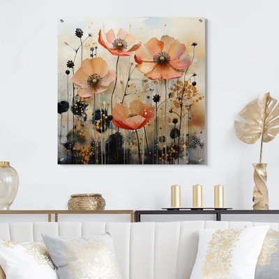 «Peach Blossoming Abstractions I», art mural abstrait en botanique