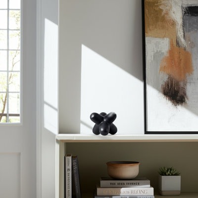 Decorative Metal Orb Object for Home Decor Display - Geometric Sculpture Accent for Office, Tabletop, or Living Room Decoration - Black
